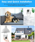 Light Bulb Security Camera 360 Degree Pan Tilt Wireless Outdoor Home Surveillance Kit with pets and house setup