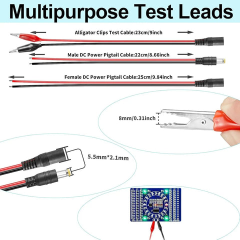 Dope Adjustable 3V To 24V DC Power Supply 3A 72W Universal AC DC Adapter cables and test leads for DIY projects