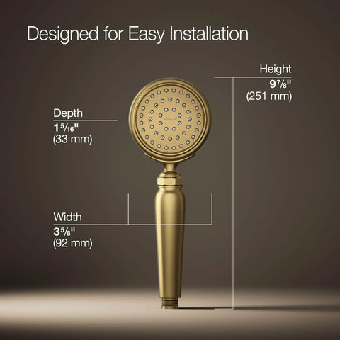 Artifacts Single-Function Handshower With 1.75 GPM Flow, Katalyst Air-Induction Technology, ergonomic pivot head, brass finish