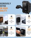 Level 2 Home EV Charger, 48A 11.5kW, ETL Certified, 25Ft Cable tested for temperature, water resistance and plug durability.