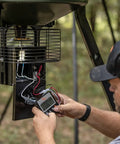 Installation of Six Volt Replacement Feeder Motor For Game Feeders, Built Tough For Rugged Outdoor Use, shows wiring and setup.