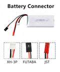 7.4V 2800mAh LiPo Battery 8C Rechargeable with connectors for Radiolink RC8X 8CH RC Transmitter showcasing XH-3P, FUTABA, JST plugs