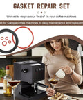 Gasket Repair Kit For Espresso Machines, Silicone O Ring Set With Boiler And Grouphead Gaskets, Replacement Seals For Classic Baby Evolution Twin Espresso Makers, Full Seal Set To Keep Your Brew On Point. Silicone gasket set with black and red O-rings for espresso machine maintenance