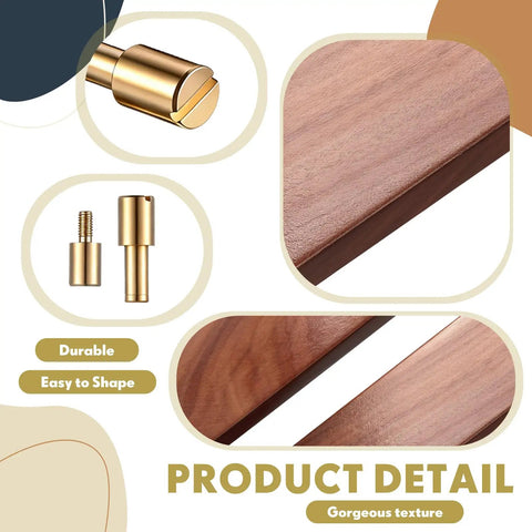 Close-up of 20 Sets Brass And Stainless Steel Bracket Bolt Fasteners With Four Ironwood Knife Handle Scales And 6 mm Pins for DIY Projects