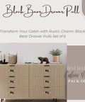 Black Bear On Birch Wood Drawer Pulls Six Pack For Rustic Cabin Lodge Decor on wooden dresser