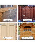 Heavy Duty Six Inch Stainless Steel Gate Hinges Tough As Nails Rust Resistant Tee Hinge for outdoor wooden barn gates, shown on various applications.
