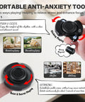 5 Pcs Fidget Toys Set For Adults With Magnetic Slider, Clicker, Spinner, Infinite Flipper displayed with usage suggestions.