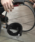 Kick Ass Pneumatic Grinder Flexible Air Inlet Pipe 60cm Black Heavy Duty Premium Supply Hose Lightweight For Tire Repair Buffers Mechanics Work All Day Super Reliable Fits All Machines No Sweat Stops Leaks Smooth Operation Works Best Forever, black hose with metal fittings on floor