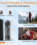 75 Inch Extendable Camera Tripod With Remote Shutter And 360 Degree Ball Head displayed near mountains highlighting portability and ease of travel storage