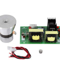 100W 28KHz Ultrasonic Cleaning Transducer With Driver Board For 220V AC DIY Kit in green and silver with wiring and components
