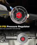Adjustable Carburetor Fuel Pressure Regulator Kit With 0-15 PSI Gauge, Universal Fit For Classic Cars, Motorcycles, Boats, And Other Rides, Includes Fuel Block And 8mm 10mm Adapters For Smooth 1-5 PSI Tuning. close-up installed