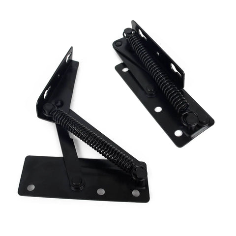 Foldable Lifting Bracket Set 80 Degree Sofa Spring Hinge For Storage Boxes, Sofa Beds, Cabinets And Toy Chests, black hardware