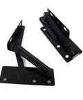 Black Heavy Duty Stainless Steel 80 Degree Foldable Lifting Brackets With Rock Solid Spring Action And Top Shelf Hardware Support For Cabinet Doors And Drawers Two Pack on white background