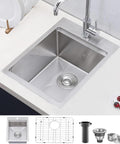 15x20 Drop In Bar Sink Top Mount Stainless Steel Wet Bar Sink With Grid Strainer And Cutting Board Single Bowl Workstation