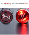22mm Piezo Buzzer With Red Indicator Light 12V DC AC LED 7/8 Inch Mount Intermittent Beep Alarm Flash Signal for Control Panel