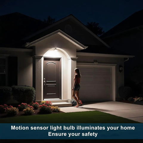 Motion Sensor Light Bulb 6 Pack, Dusk To Dawn Indoor Security Lamp, 13W Equivalent To 100W, 1000 Lumens, E26 Base, 6000K Daylight, PIR Infrared Motion Detection, Easy Plug And Play, Bright White Lighting on front porch