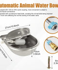Heavy Duty Stainless Steel Auto Fill Water Bowl With Automatic Float Valve For Dogs And Livestock No Sweat Setup Hella Reliable Outdoor Drinking Trough Kit with dimensions shown.