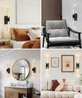 Crystal Battery Operated Wall Sconce Set of 2,Rechargeable Wall Sconces with Remote Control,Modern Black Bathroom Vanity Light fixtures in various room settings.