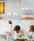 Various settings showing 32 Pack Hidden Handle Outlet Covers For 3-Prong Outlets Easy For Adults To Remove And Kid-Proof Baby Proofing.