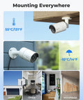 16 Channel 5MP PoE Home Security System With 8 Outdoor Wired Cameras mounted in various locations, withstands extreme temperatures.