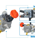 Stihl KM131R FS131 Carburetor Kit showing carburetor assembly with air filter, fuel line, and connectors for trimmers.