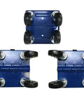 Beefy Three Piece Snowmobile Dolly Set with 990 lb capacity heavy duty steel dollies, 7x7 inch plates, and hard rubber wheel casters, blue finish.