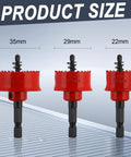 Bi-Metal Impact Hole Saw Kit With Three Saw Blades Seven-Eighths Inch, One And One-Eighth Inch, One And Three-Eighths Inch, Plus Double Ended Driver Bit, Thin Wall Circular Drill Set For Cutting Metal Wood And Plastics