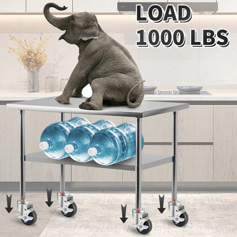 Smooth Rolling Heavy Duty Prep Table Wheels Set Of 4 Expanding Stem Casters Fit 7/8 To 1 Inch Inner Tube Legs under 1000 lbs load.