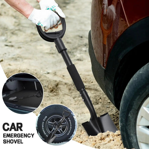Compact Garden Shovel For Digging And Camping 31 Inch Small Shovel With Ergonomic Curved D Handle used near car tire