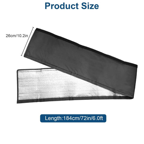Three Layer AC Pipe Insulation Cover With Flexible Split Foam Wrap Sleeve For Central AC And Mini Split Lines, Built Tough 72 By 10.2 Inch, 600D Oxford Exterior With Aluminum Foil Lining, Black shown flat displaying size.