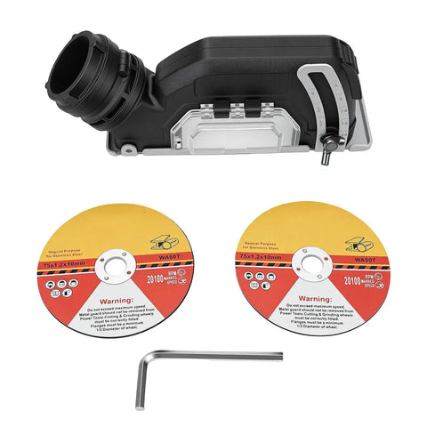 Badass Cordless Mini Circular Saw With Brushless Motor Spins At 12000 RPM And 3 Adjustable Speeds With Dual Mode Capability To Flip Into An Angle Grinder For Cutting Wood Metal Tile Plastic Works With Dcb 18v Batteries with saw body and cutting discs.