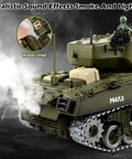 1 To 18 Scale RC M4A3 Sherman Tank With Alloy Tracks, BB Firing Action, Smoke, Lights And Dope Sound, Realistic Military Army Toy