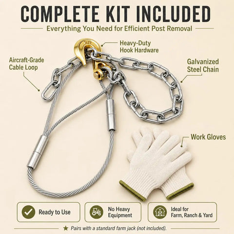 Complete Heavy Duty Fence Post Puller Kit For T Posts And 4x4 Wood Posts With 10000 Lbs Cable Pro Farm Jack Extractor