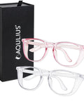 Pink And Clear Safety Glasses Pack Of 2 For Women And Men Scratch Resistant Anti Fog Side Shield Eyewear Durable Eye Protection