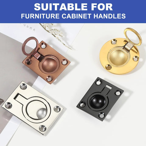 Flush Pull Ring Handle 2-1/2 To 1-3/4 Inch Square Recessed Door Pull Marine Grade 316 Stainless Steel options