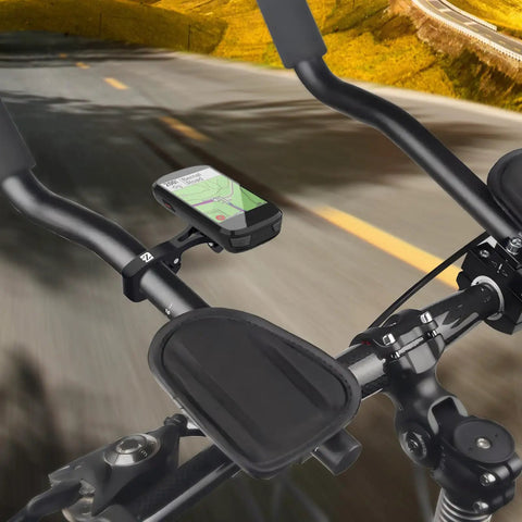 Aero Bar Bike GPS Mount With GoPro Adapter For 22.2mm And 22.4mm Handlebars on bicycle displaying mapped route