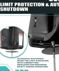 1500 Watt 3-in-1 Electric Hoist Winch 120V Portable Lifter With Remote Control Wired And Wireless Options 1100 Lbs Capacity showing limit protection and auto shutdown features.