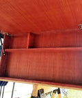 Open wooden cabinet with 100N 22.5lb gas struts 10 inch lift supports set of 4 for lids and doors, smooth 90 degree opening.