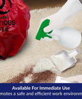 Bodily Fluid Cleanup Kit for Biohazard Spills, Wall-Mountable or Portable, OSHA Bloodborne Pathogen Safe, Bleach-Free Solidifier in use on carpet spill