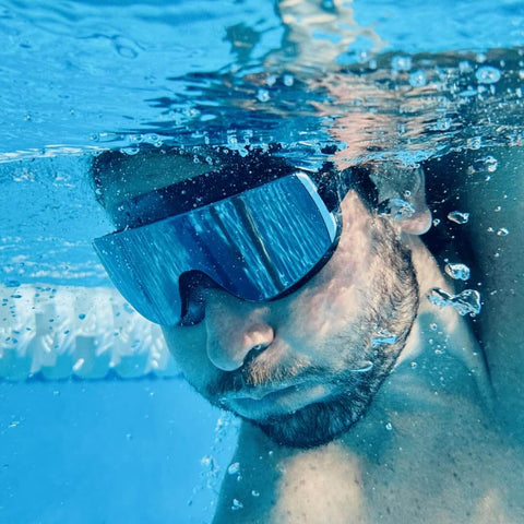 Frameless Ultralight Black Mirror Swim Goggles With VisiClear Nanotech Anti Fog Lens And 100 Percent UV Protection For Surfing Stand Up Paddle Jet Ski