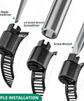 Stainless Steel Hose Clamps Kit 175 Pieces Adjustable From Quarter Inch To One And A Half Inch 6 To 38 Millimeter Heavy Duty Worm Gear Clamps shown with tools for installation.