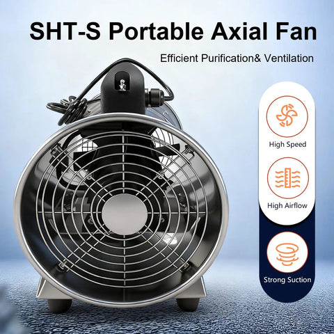 Front view of Powerful 8 Inch High Velocity Industrial Exhaust Fan With 1035 CFM And 230W Copper Motor Running At 3300 RPM