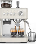 20 Bar Espresso Machine With Built-In Anti-Clog Grinder, Milk Frother And Tamping Tools For Latte Art, Barista-Grade Home Coffee Maker With Jam-Free Grinding And Turbo Chute For Mess-Free Shots