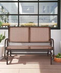 Two Person Swing Glider Chair 48 Inch Cozy Patio Bench For Outdoor And Indoor Use Steel Rocking Loveseat In Brown