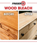 Before and after comparison showing transformation using Game Changing Two Step Wood Bleach Kit For Interior Wood.