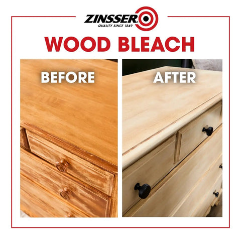 Before and after comparison showing transformation using Game Changing Two Step Wood Bleach Kit For Interior Wood.
