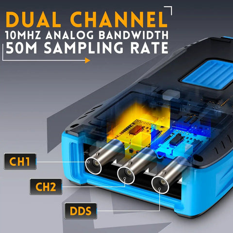 3 In 1 Handheld Oscilloscope Multimeter With DDS Generator, 2 Channels, 10 MHz Bandwidth, 50 Million Samples Per Second