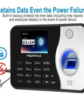 Straight Up Standalone Fingerprint Time Clock For Small Business Dead Simple Hour Tracker Zero Monthly Fees Offline Attendance Device With Five Rfid Cards Plug And Play Payroll Helper with display and keypad