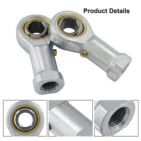 Two Piece Set 304 Stainless Steel Rod End Bearings PHSB6 Female Right Hand Threads Three Eighths Inch Diameter Twenty Four Threads Per Inch High Precision Low Noise For Fast Smooth Motion And Heavy Load Apps, pair view
