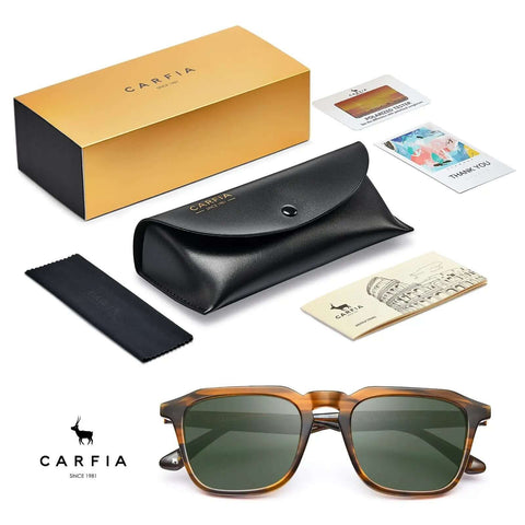 Retro Sunglasses For Men With Polarized UV400 Protection Handcrafted Acetate 60s Style Square Cool Sun Glasses with case and box
